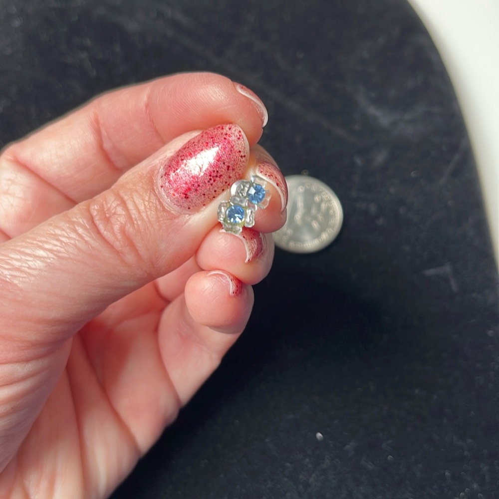 Clear & Blue Stud Earrings & Matching Bracelet